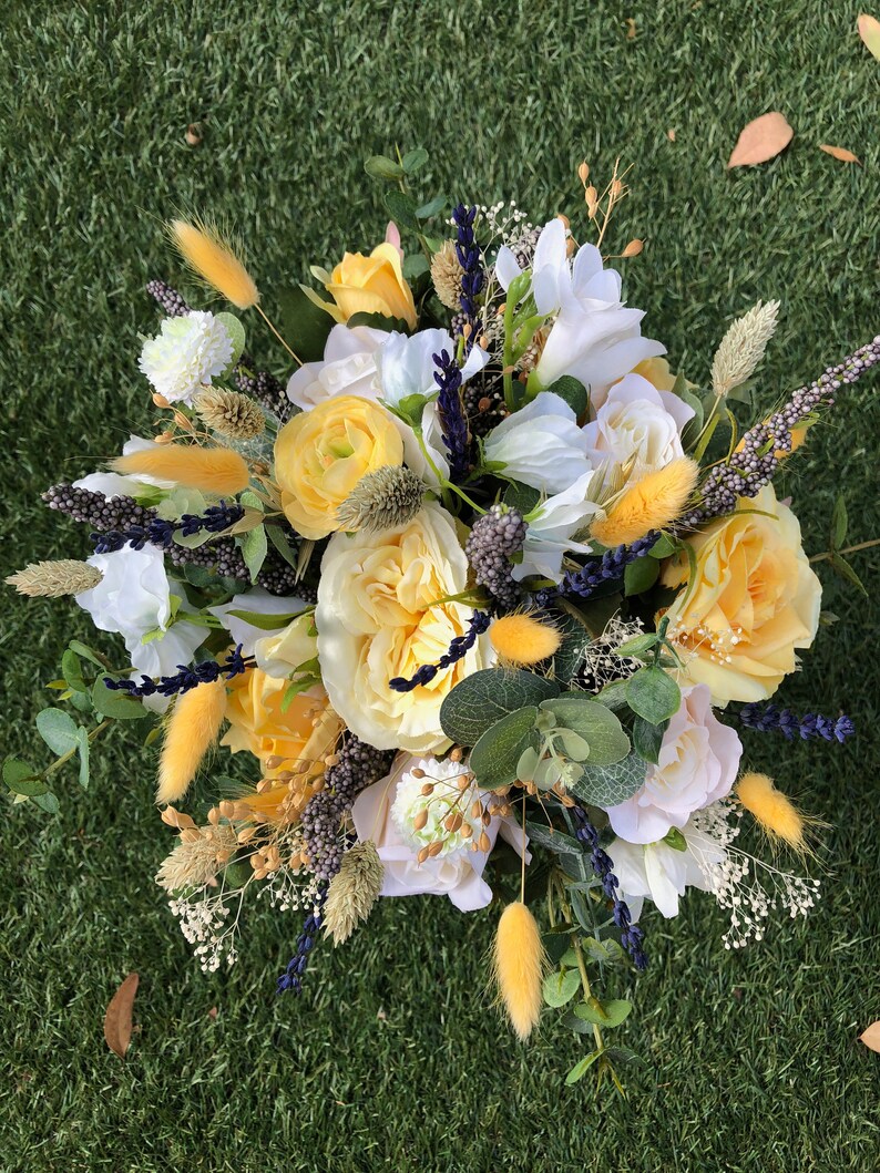 rustic flowers destination Weddings lemon roses wedding bouquet roses lavender Bohemian bouquets Boho Sunshine Bride/'s bouquet