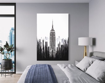 New York Painting on Canvas , Empire State Building, Manhattan painting , Architecture Urban, NYC Cityscape, Skyscrapers Painting