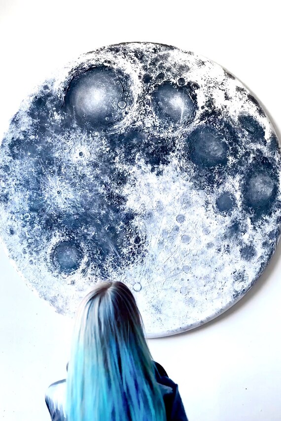 Led Full Moon 40x40in, Moon Led Wall Decor, 3D Moon Painting