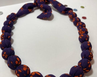 Colorful cotton/silk fabric necklace