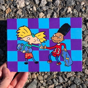 Arnold & Gerald Skateboarding - Hey Arnold Fan Art Canvas Painting