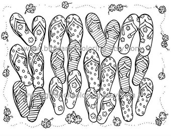 Summer Flip Flops Adult Coloring Page