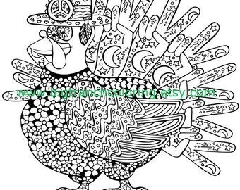 Adult Coloring Page Colouring Hippie Mushrooms Printable | Etsy