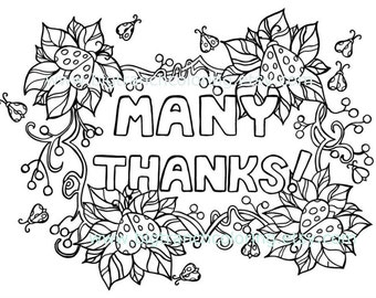 Many Thanks Ladybug Adult Coloring Page