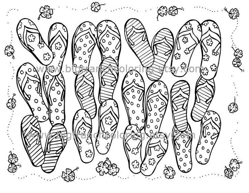 coloring flip summer flops adult colouring printable