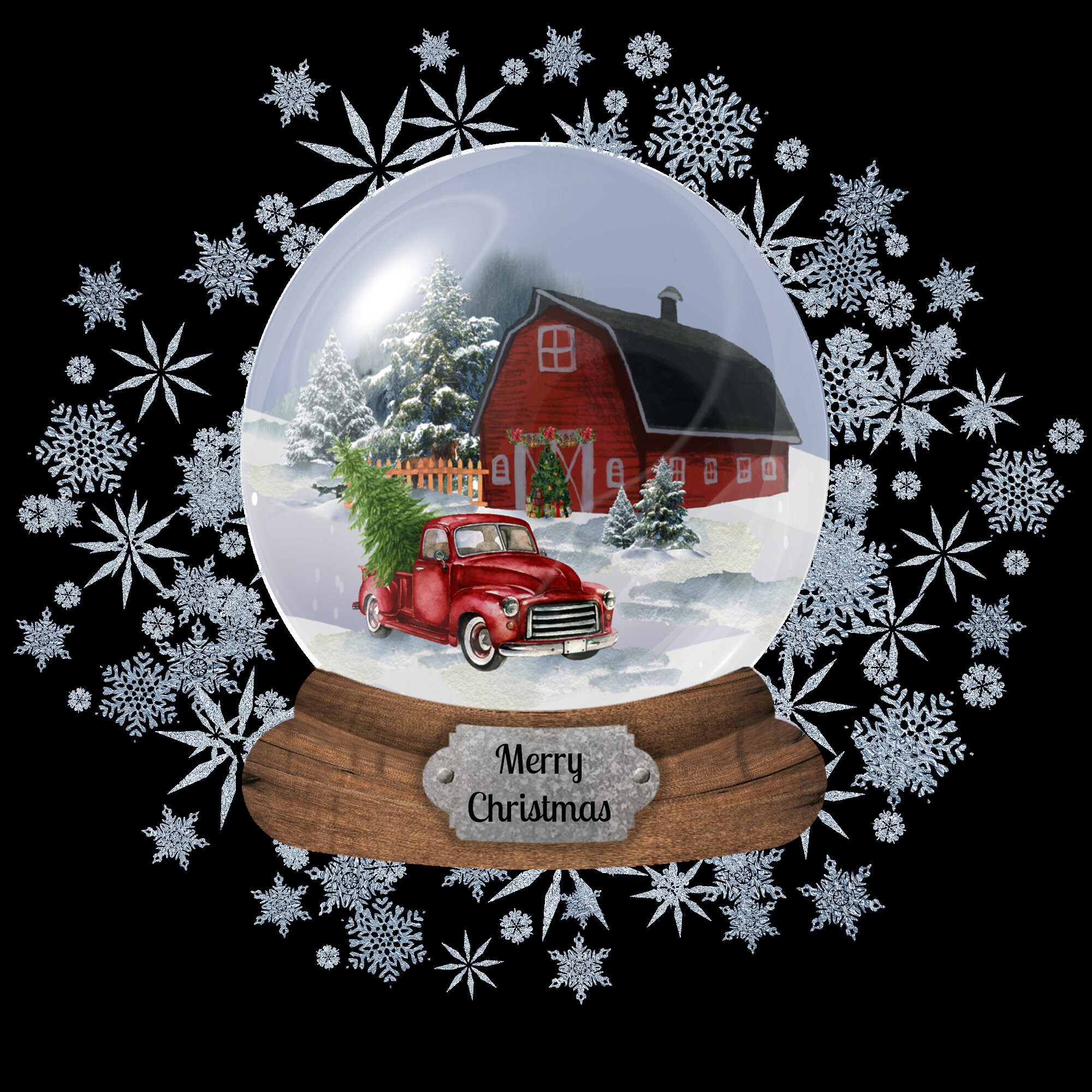 Red Christmas Truck Snow Globe Sublimation Transfer Ready To Etsy