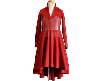 Scarlet Witch Inspired Red Skater Dress: Girls Cosplay Costume