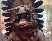 Ed Tewanema Kasina carving Blue A hote, Sakwahote, carved from one piece of cottonwood root Kachina