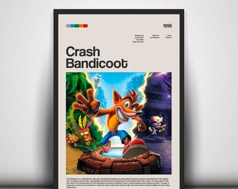 Crash Bandicoot- Custom Videogame Poster - Arcade Print Game Room Decor Wall Art Digital Print