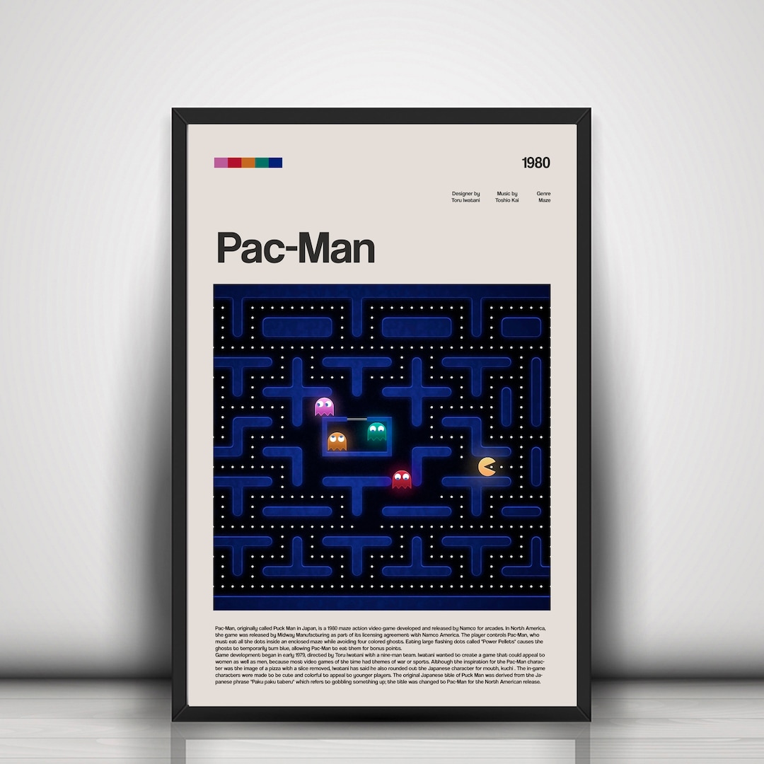 Pac Man Custom Videogame Poster Arcade Game Room Decor Wall Art Digital ...