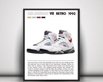 Air Jordan VII Retro 1992, sports poster, sneakers, MJ, Chicago Bulls, basketball player, michael Jordan,fashion poster,Air Jordan 7