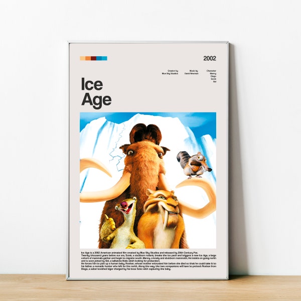 Ice Age - Kids poster movie, wall art, art decoration, movie cartoon, colorful, handmade,nursery, movie poster