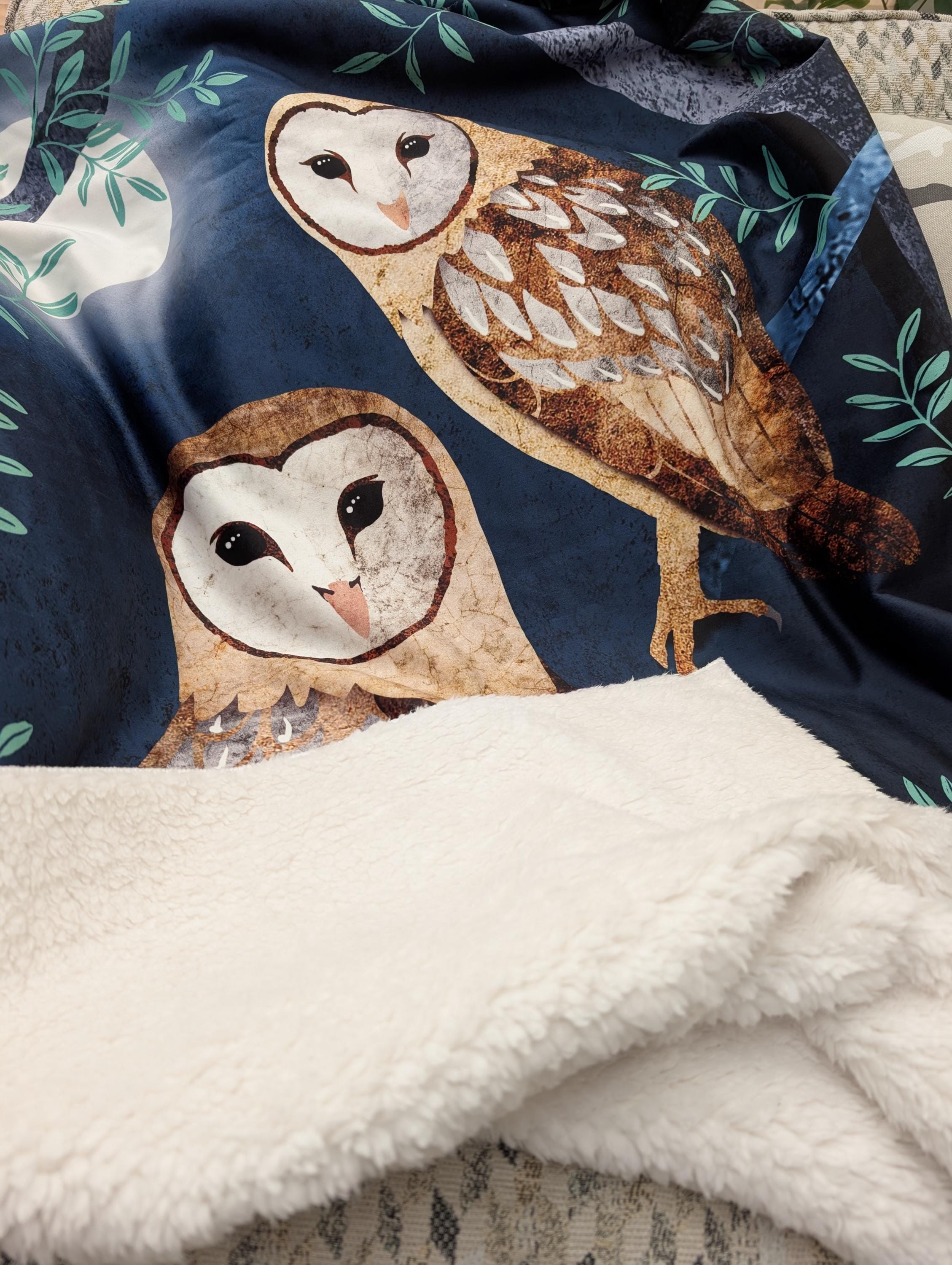 Barn Owls Sherpa Blanket
