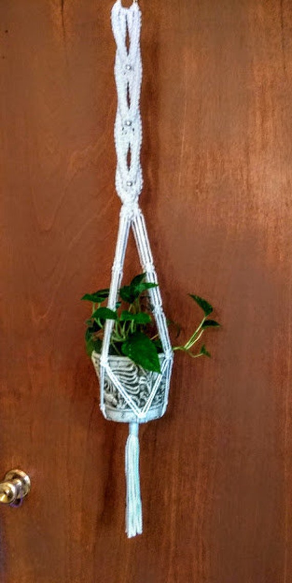 Macrame Plant Hanger PEARL 4 Walnut BEADS