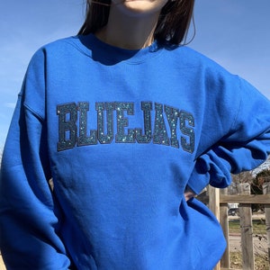 Blue Jays Glitter & Embroidered Crewneck