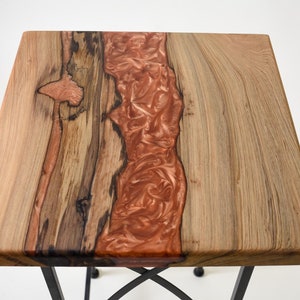 Lava River Style End Table with Sinker Cypress and Resin