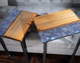 Epoxy Resin Sinker Cypress C-Table – Space-Saving Side Desk