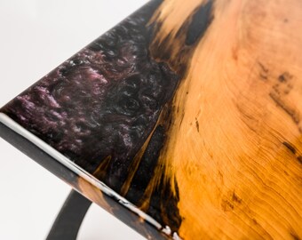Handmade Sinker Cypress River Coffee Table | Black & Rose Epoxy