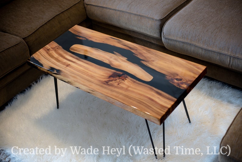 Sinker Cypress River Coffee Table With Black Resin