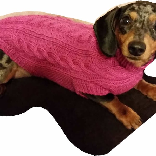 Mini-Dachshund Cable Knit Dog Sweater Pattern