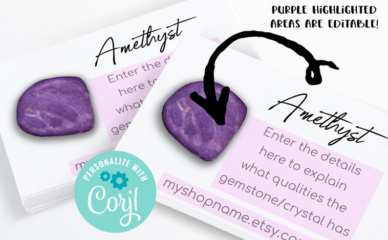 Printable Amethyst Gemstone Information Card. Edit And Print | Etsy