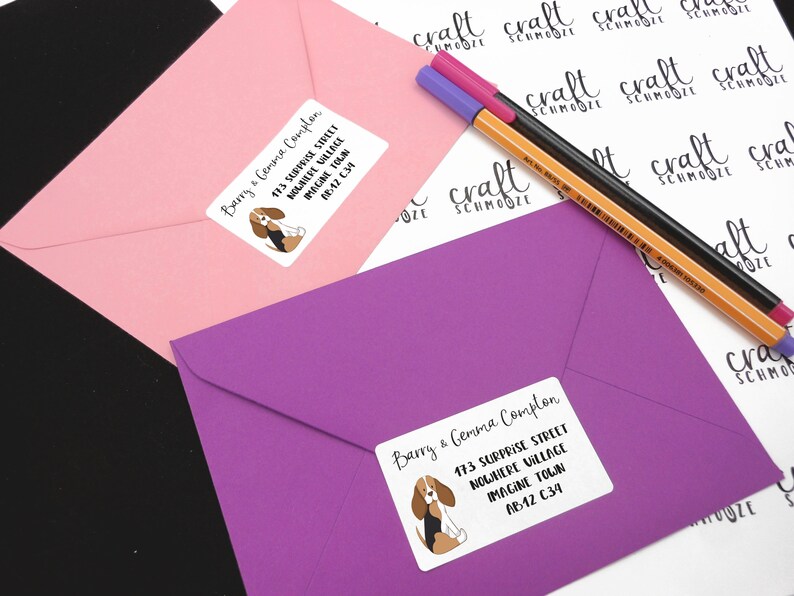 Beagle Gift Dog Birthday. Beagle Stationery Dog Baby Shower Personalised Beagle Return Address Labels