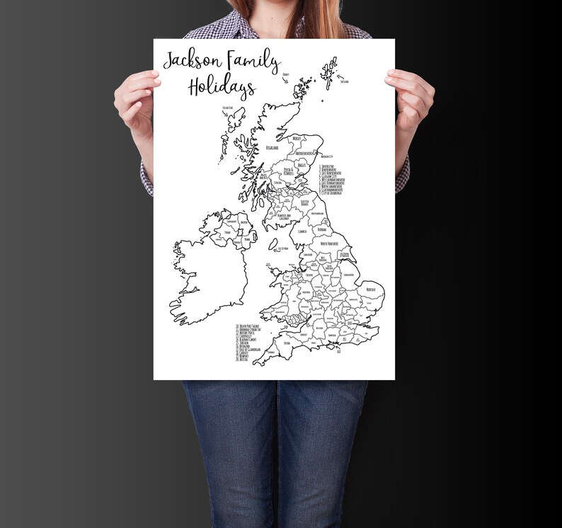 Uk Holiday Map A2 Tracker Family Wall Decor Colouring Image 0