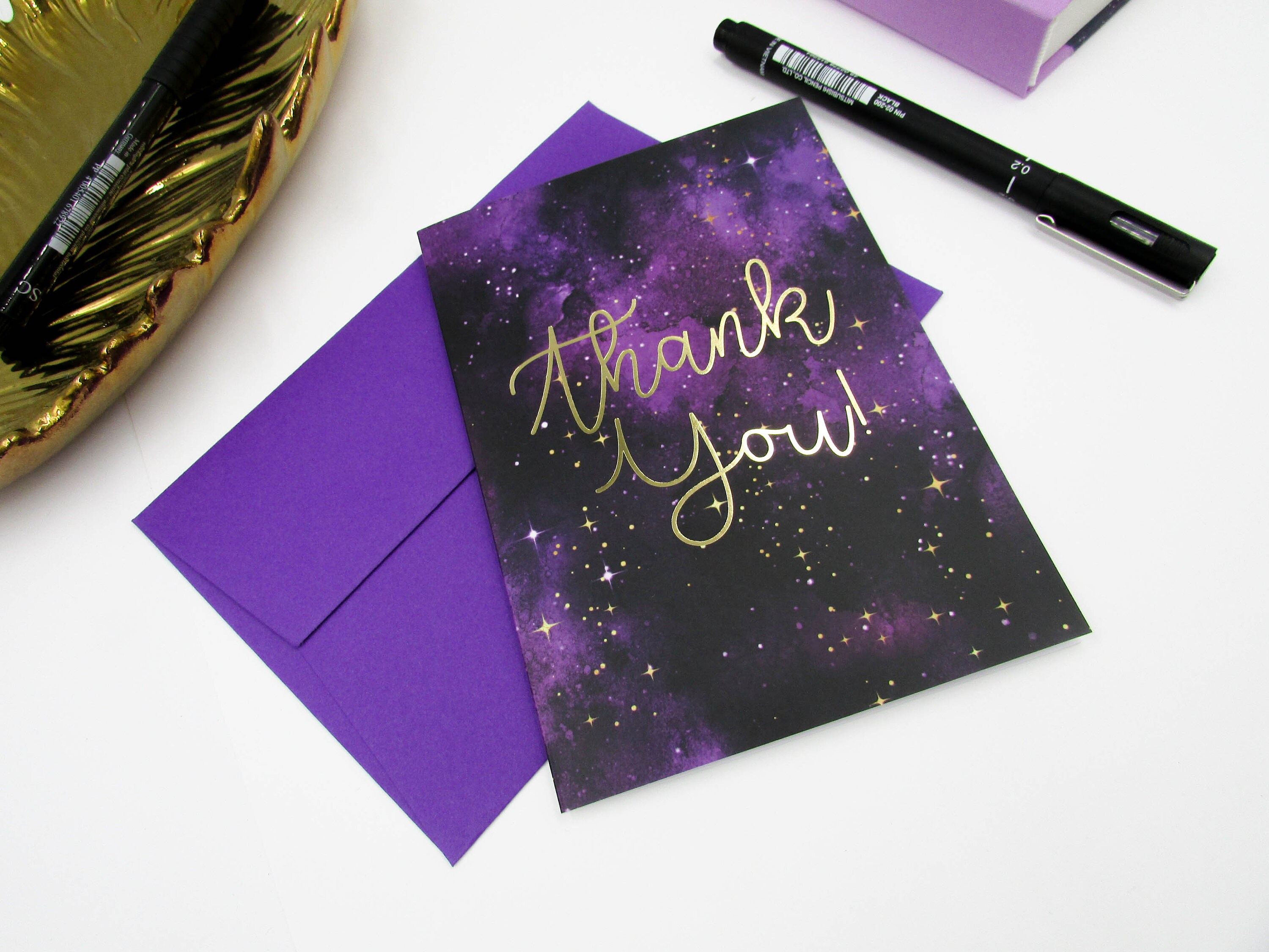 Luxury Thank You Cards Thank You Cards Foil Blocked Purple Etsy