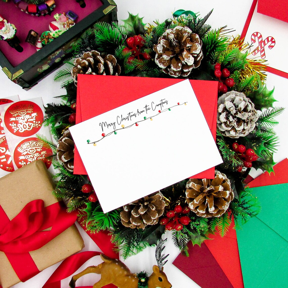 Family Name Personalised Christmas Note Card Set Christmas | Etsy