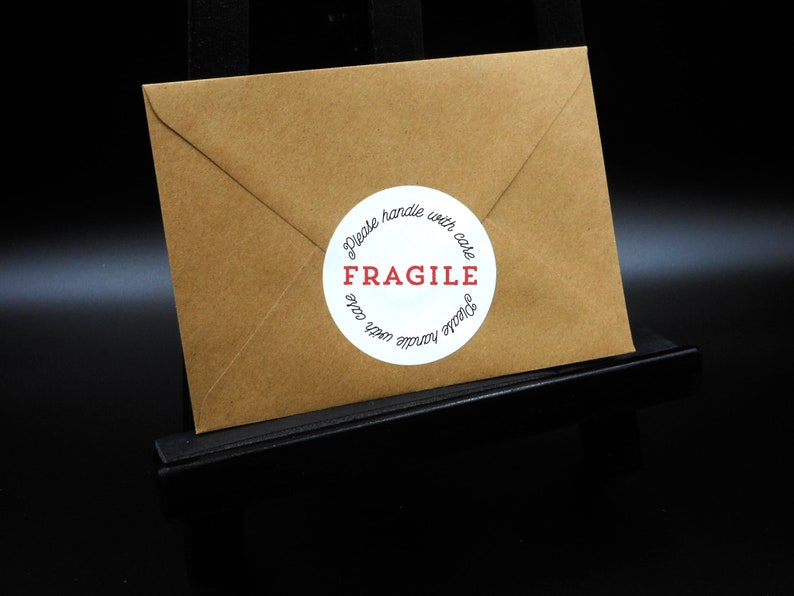 Fragile Stickers Round Postage Stickers Please Handle With Etsy