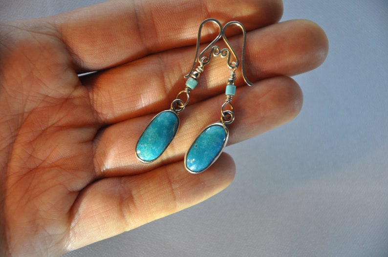 Turquoise sterling silver set Sleeping beauty turquoise Untreated natural turquoise jewelry. Pendant and earrings