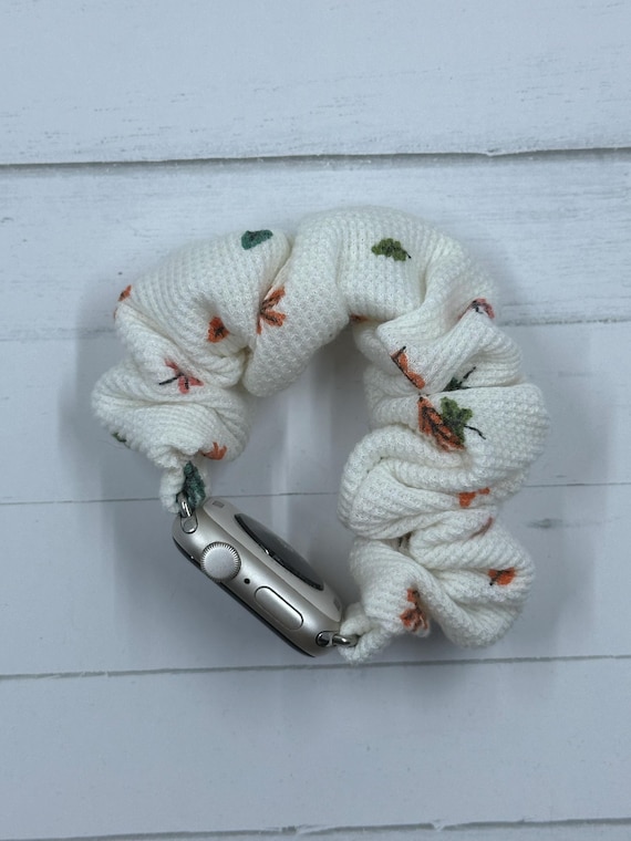 Fall Leaves Knit Material Chunkie Scrunchie Band | Apple Watch or Galaxy Watch