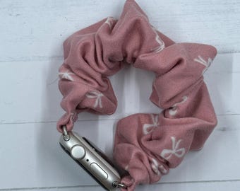 Blush Pink Bows Jersey Chunkie Scrunchie Band | Apple Watch or Galaxy Watch