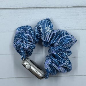 Apple | Galaxy Watch Band | Blue Waves Scrunchie Watch Band | Great to give as gifts! 38/40/41mm & 42/44/45mm Size | Chunkie Scrunchie