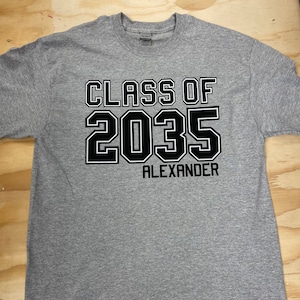 Class of 2035, 2036, 2037 etc... with Personalized Name for kids starting Pre-K or Kindergarten also optional Grades for Handprints on back image 1