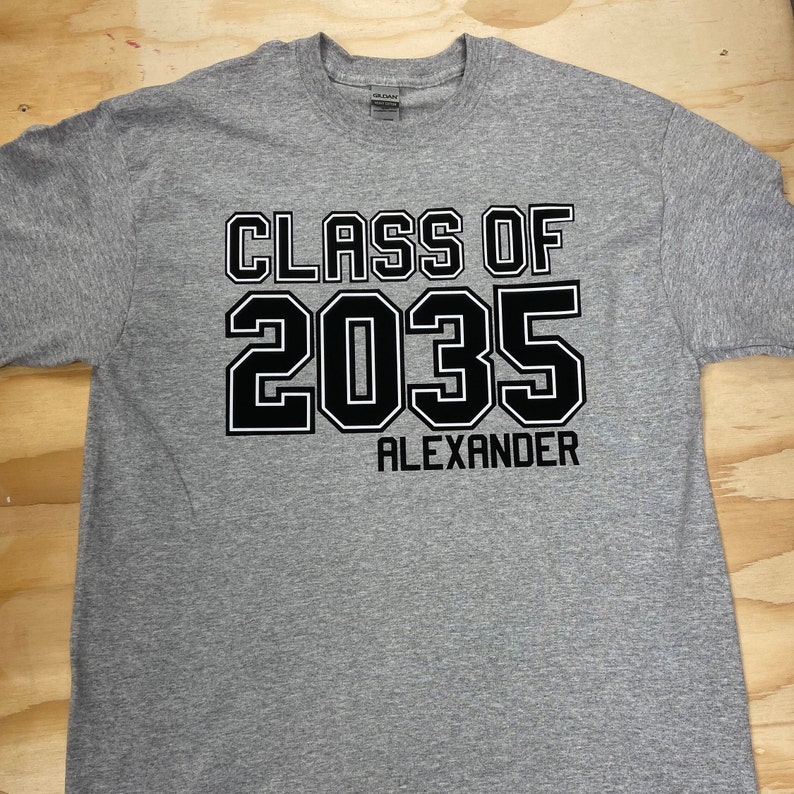 Class of 2035, 2036, 2037 etc... with Personalized Name for kids starting Pre-K or Kindergarten also optional Grades for Handprints on back image 1