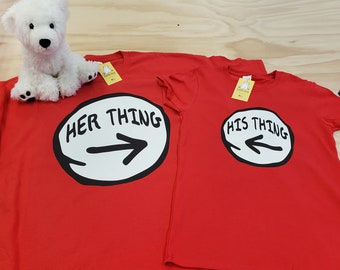 Fun Couples His Thing and Her Thing T-Shirt Set - Valentines Day - Wedding - Engagement - Hubby and Wifey