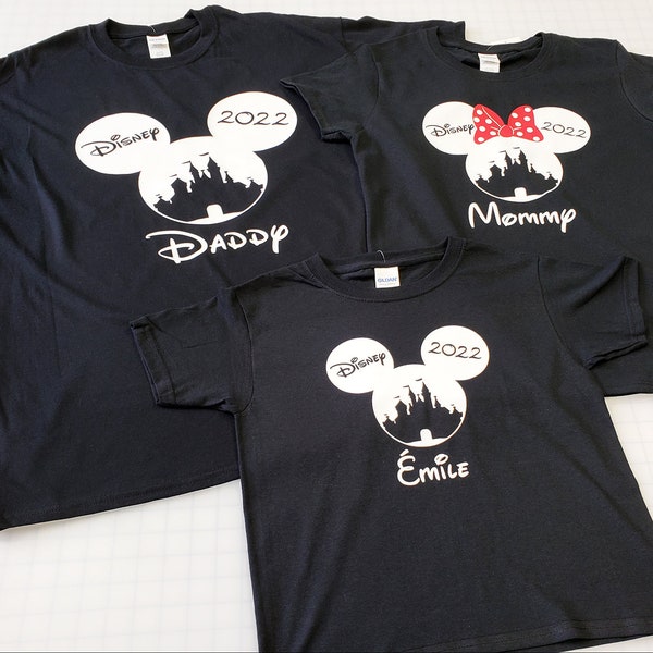 Disney Mickey Ears Family Vacation Shirt, Disney Princess Castle Shirts with Year 2024 - optional custom Back Text
