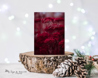 Rustic red digital Christmas or holiday greeting card | Digital & printable download Christmas holiday card | Merry and Bright card |