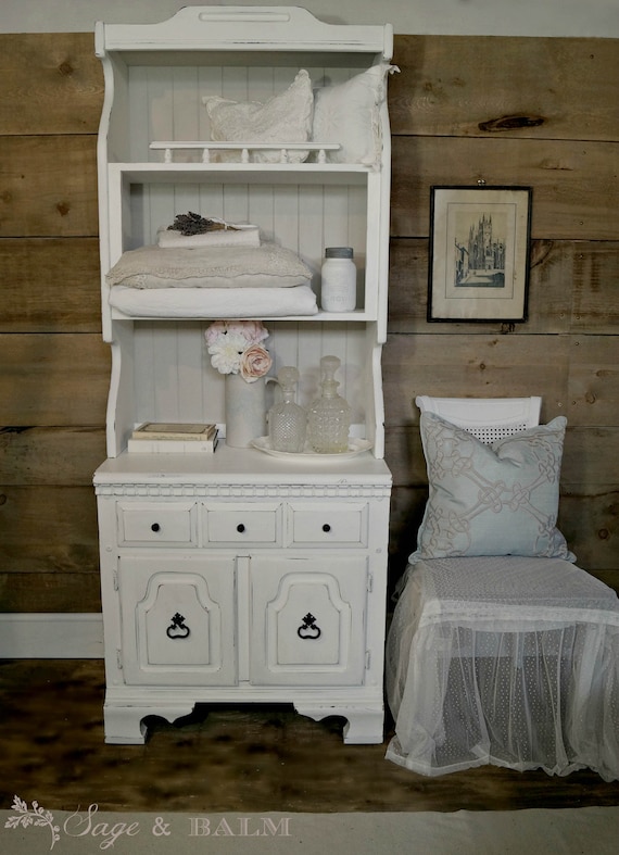 Sold Shabby Chic Chalk Painted White And Pale Grey Etsy