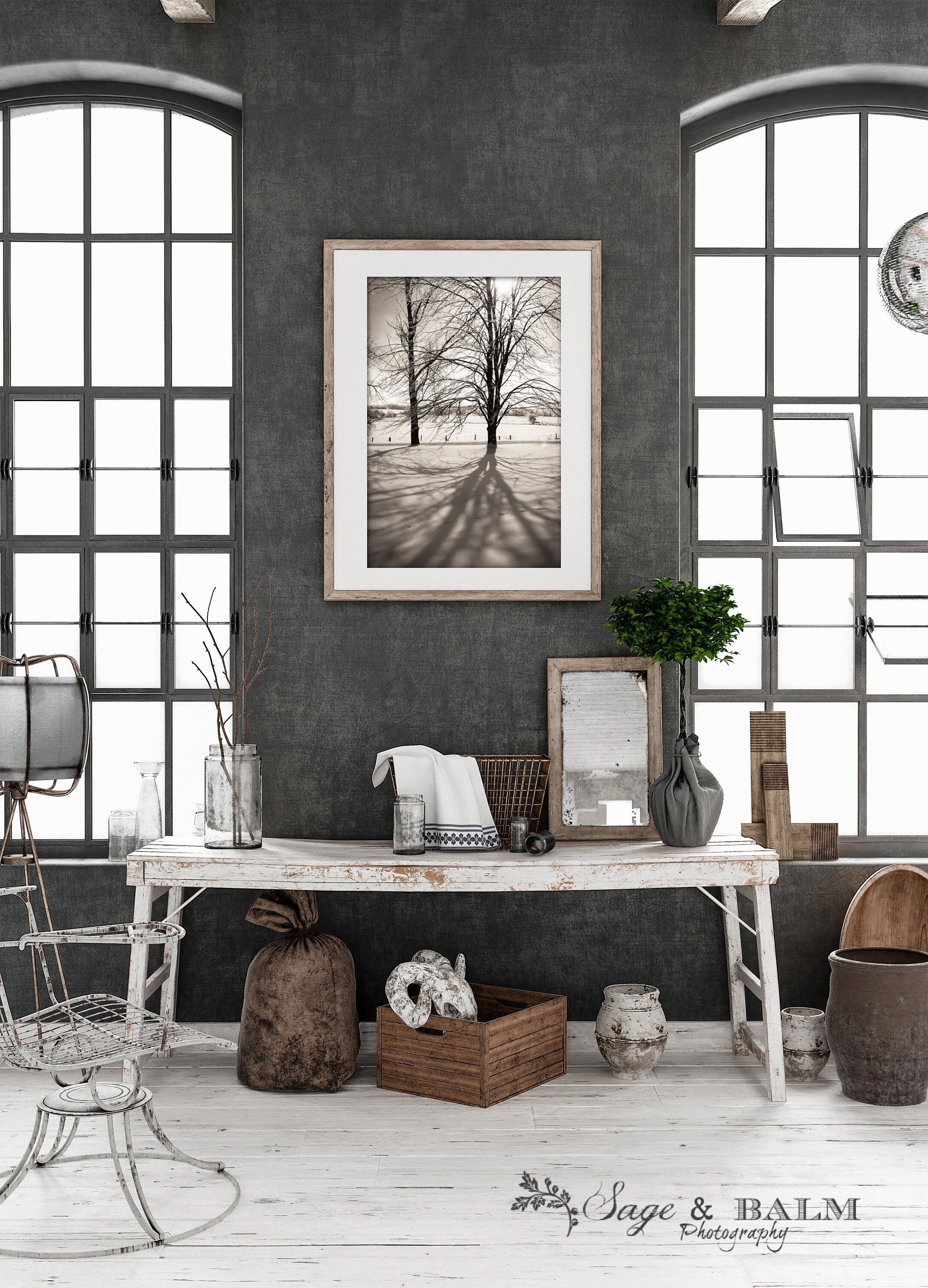 Printable Black & White Holiday Art Print | Nordic Winter Wall Art ...