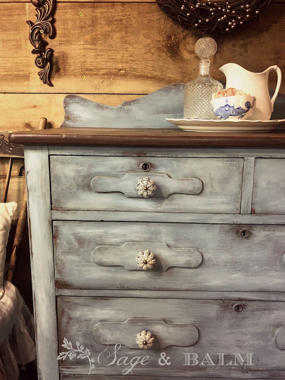 Rustic 2024 blue dresser