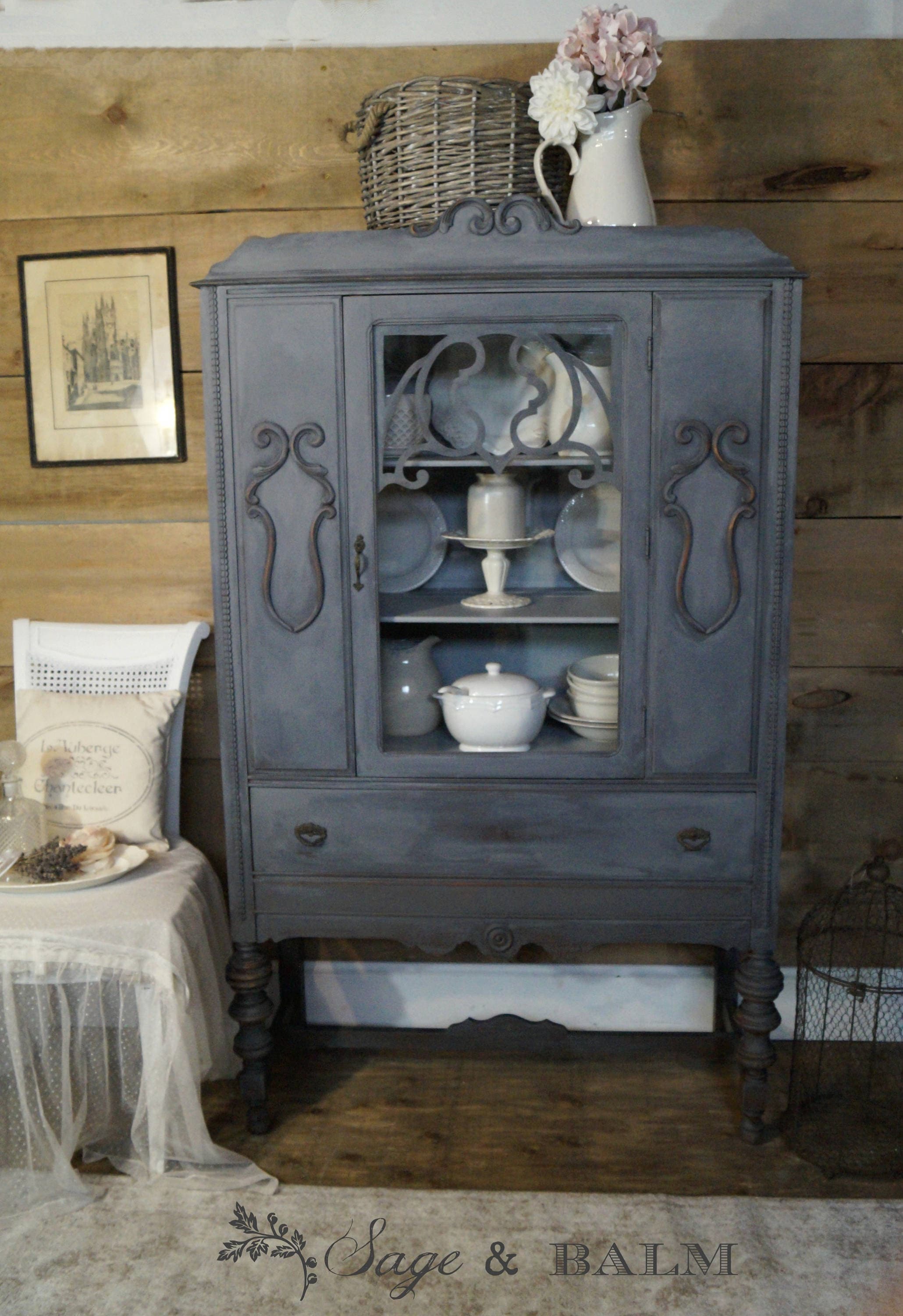 Grey china hutch deals