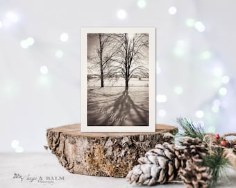 Rustic winter scene digital Christmas or holiday greeting card | Digital download printable Christmas holiday card | DIY greeting card