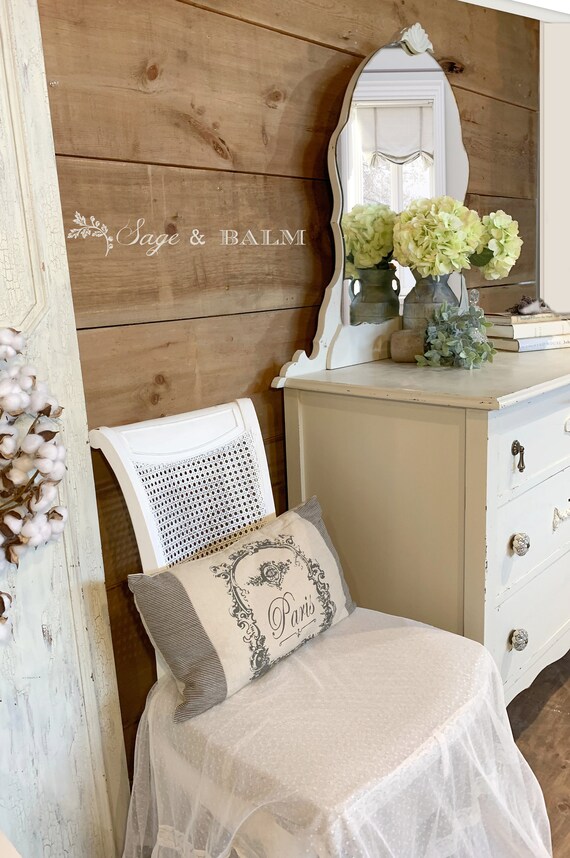 Antique White Shabby Chic Painted Dresser With Mirror Distressed
