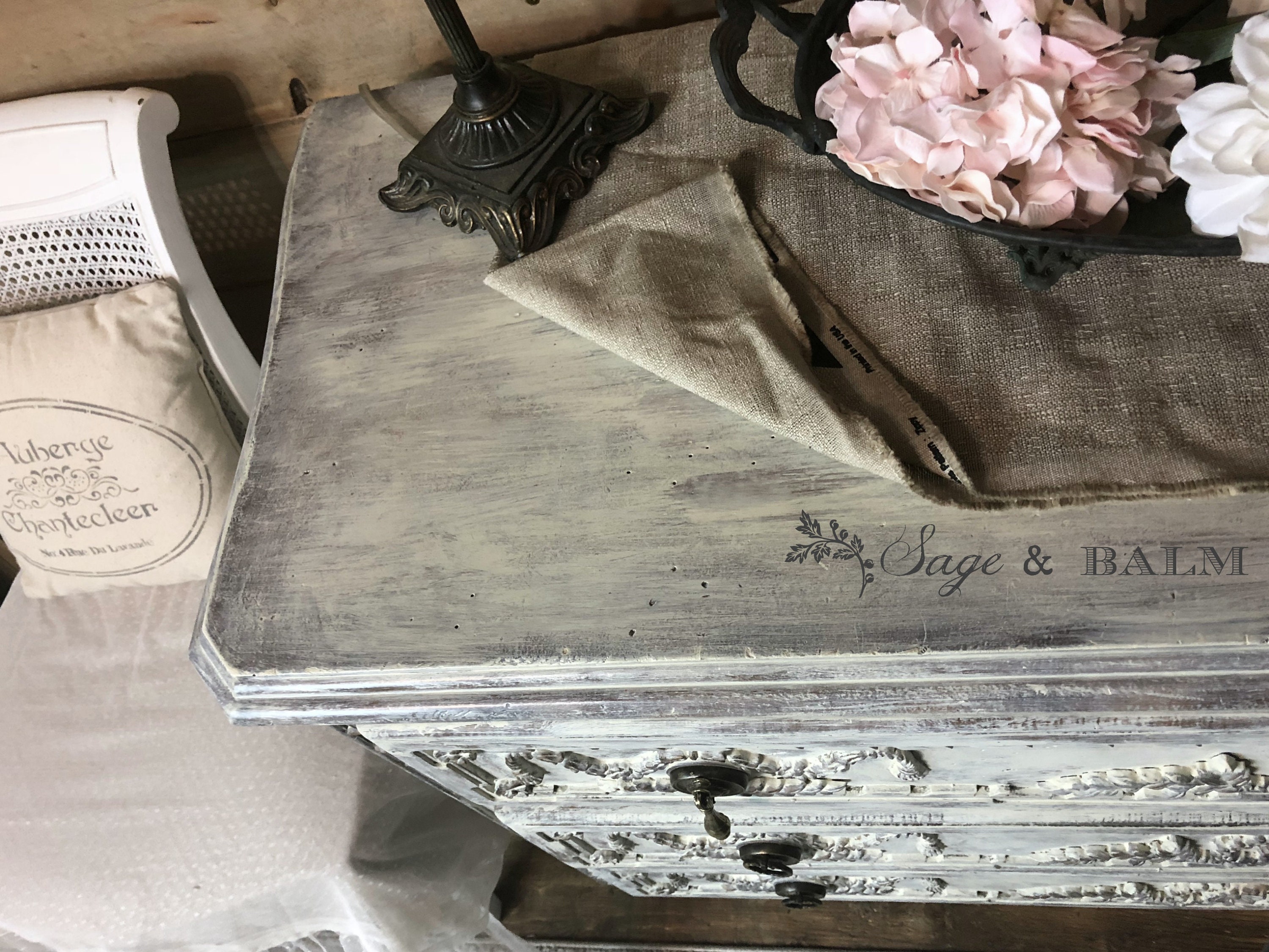 SOLD | Antique White Painted Dresser | Ornate French Dresser | Old ...