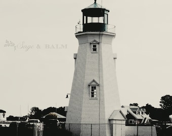 Lighthouse nautical seaside beachy print, black and white nautical photography, lighthouse, travel photography, seaside, nautical print