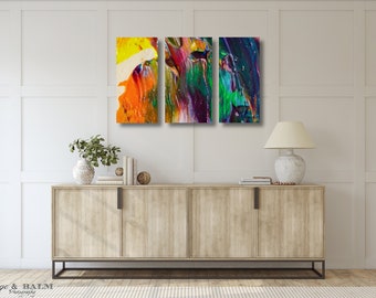 Colorful rainbow abstract painting art photography print | photography rainbow canvas wall art | bright color canvas abstract art print