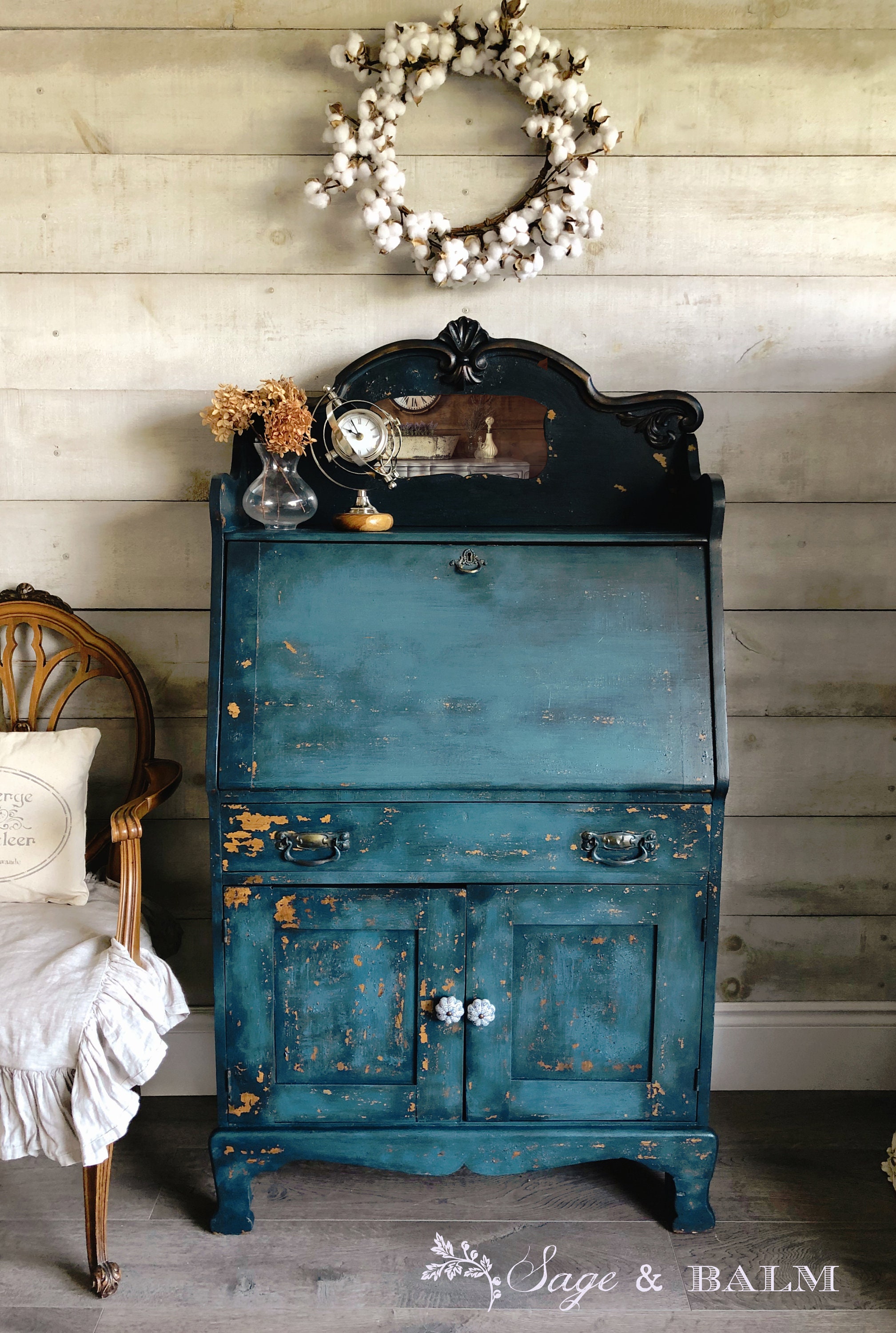 Antique blue desk online