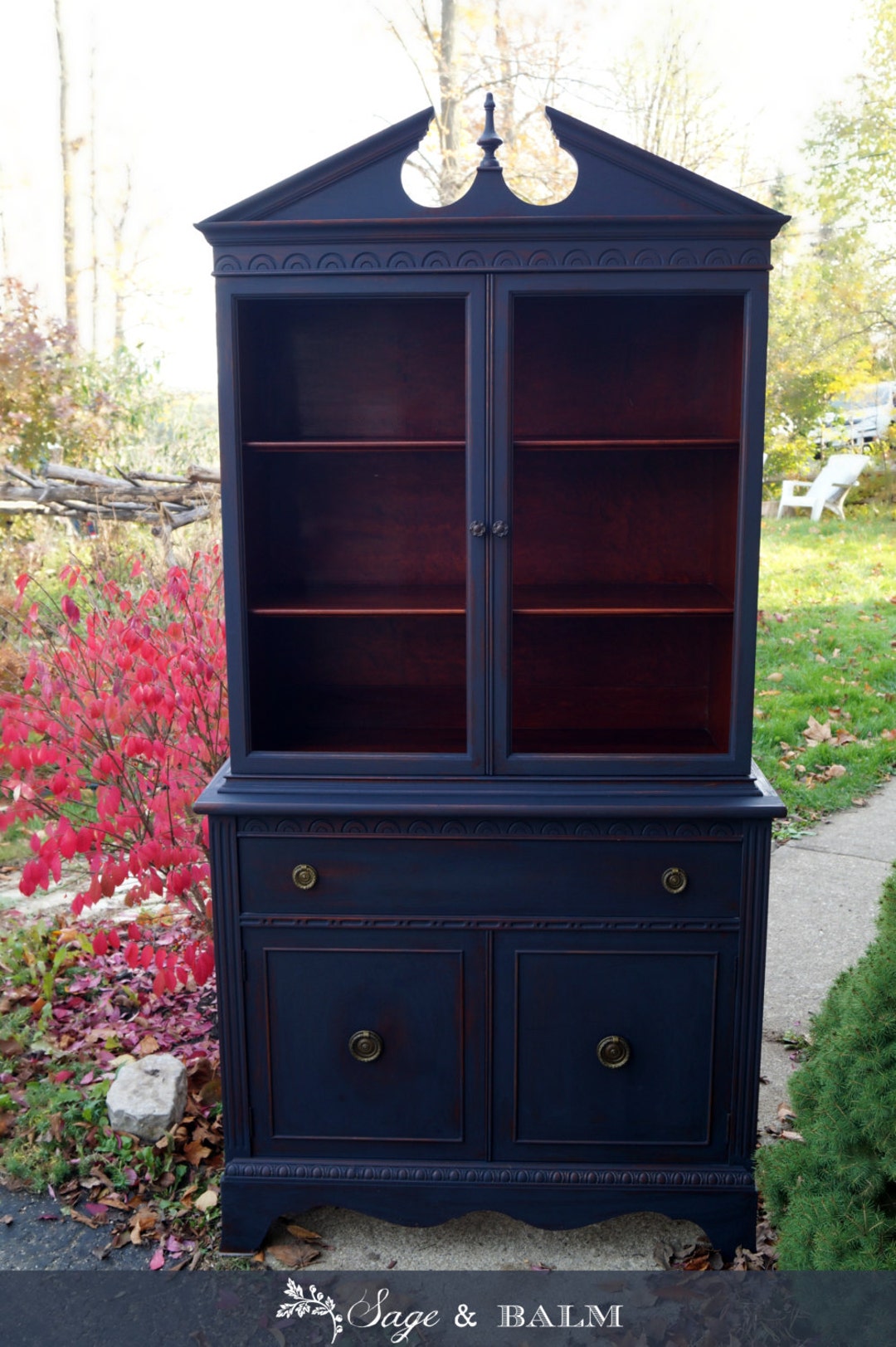 Navy blue china on sale cabinet